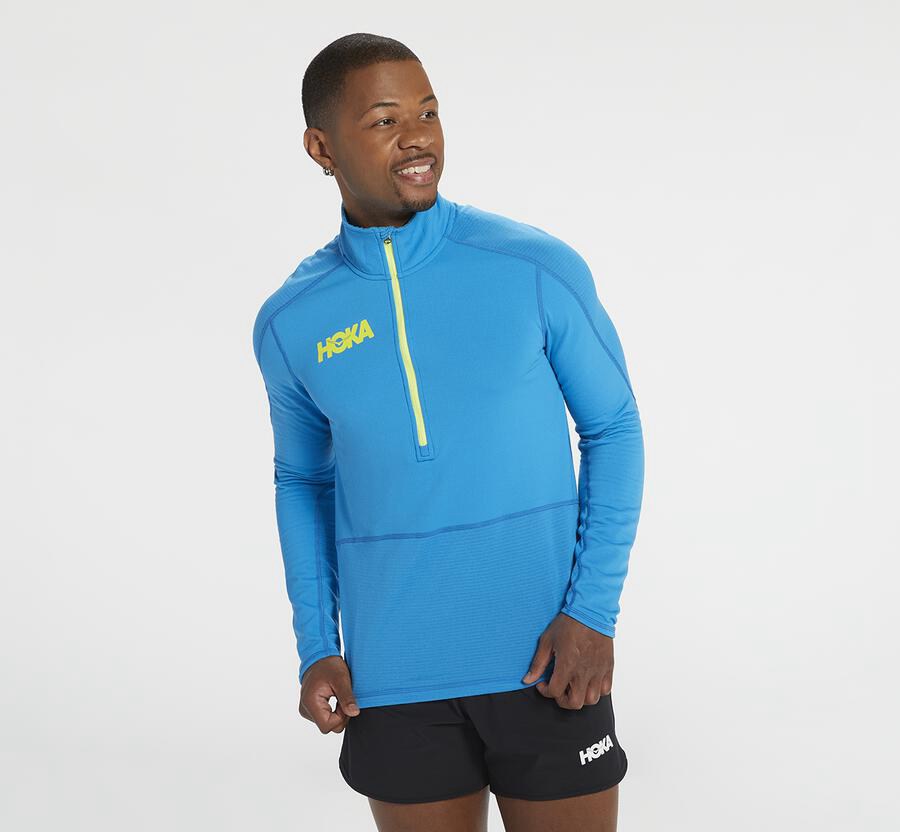 Hoka One One Top Heren - 1/2 Rits Midlayer - Blauw - RO6452701